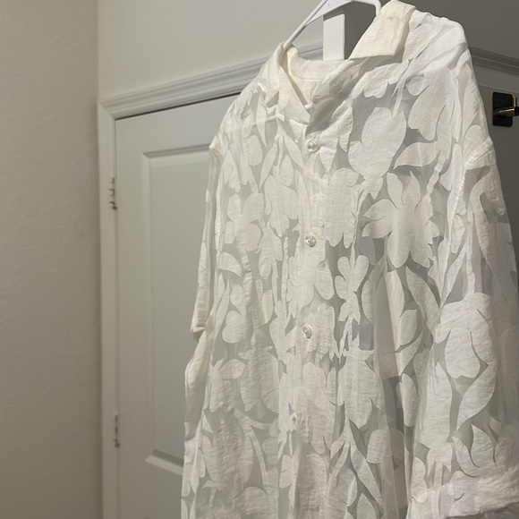 ASOS White Floral Dress Shirt - Picture 2 of 7